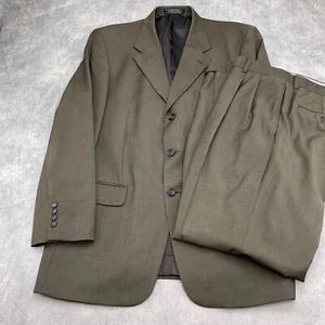 JNY Jones New York Suit Men 42L/37Wx31L Olive Brown Cashmere Wool Classic 2pc - Picture 1 of 22