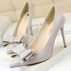 Womens Bowknot Pointed High Stiletto Heel Slip On  Dress Pumps party Shoes