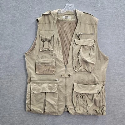 Chaqueta DE COLECCIÓN Banana Republic Hombres L Beige Safari Pesca Bolsillos Cremallera Completa Nylon Foto 1 de 4