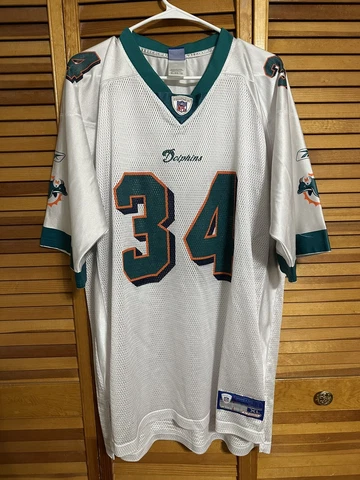Vintage Reebok NFL Miami Dolphins Ricky Williams #34 White Jersey Mens Size XL Cover