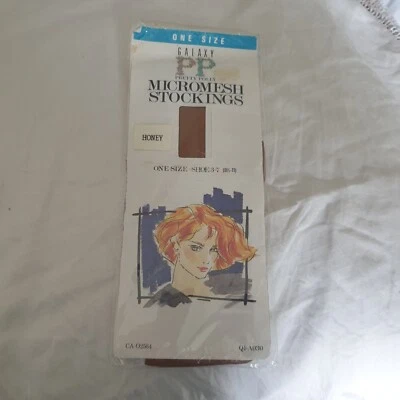 Vintage 90s Stockings New Honey  Micromesh One Size  * - Image 1 of 4