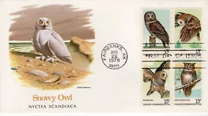 USPS FDC #1760-63 1978 15c American Owls Block of 4 Fleetwood Cachet ST2210 - Picture 1 of 2