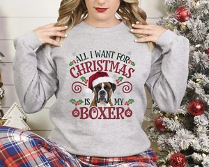 Sudadera Navidad Navidad Suéter Boxer Perro Amante Regalo Navidad Jumper Día Festivo - Imagen 1 de 7