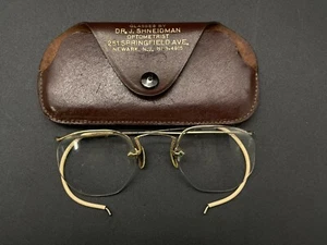 Antiguas gafas ópticas sin montura rellenas de oro 12K con estuche - Imagen 1 de 13