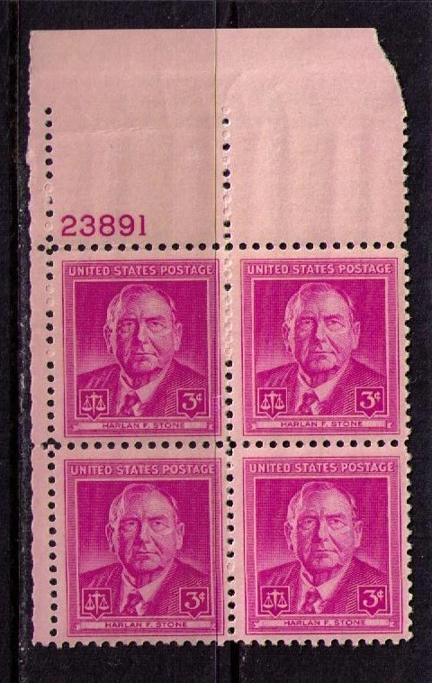 US USA Sc# 965 MNH FVF PLATE # BLOCK Harlan F. Stone Chief Justice Supreme Court - Image 1 of 1