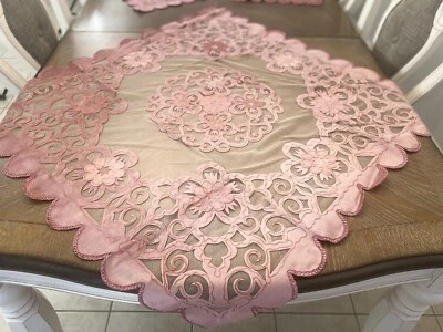 embroidery table cover Set 4 pic Fully velvet Bead Handmade Christmas Tablecloth - Image 1 of 4