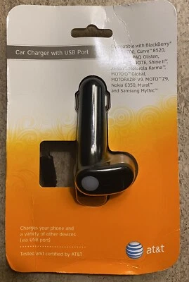 NEW AT&T 75369 Universal Micro USB Car Charger w/ Extra USB Port - Image 1 of 2