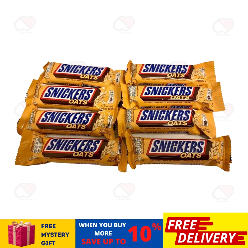 5x Snickers Oats Chocolate Bar 40g (halal) Exp 2022