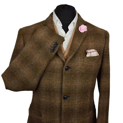Harris Tweed Tailored Country Brown Tartan Check Blazer Jacket 40R #426 PRISTINE - Image 1 of 4