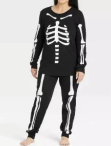 Neu Damen kleines Halloween Skelett Schlaf Set Hyde & EEK! Boutique schwarz  - Bild 1 von 4