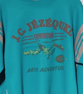 JC Jezequel Vintage Jumper Sweatshirt 1990s French Womens Size L Print Preppy. - Picture 1 of 10