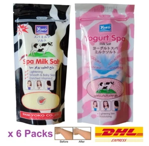 6 x YOKO Spa Milk Salt Scrub Plus AHA Enriched Vitamin E Collagen Whitening 300g - Picture 1 of 12