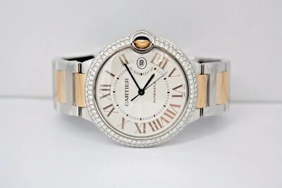 CARTIER BALLON BLEU TWO TONE 18k ROSE GOLD 42MM DIAMOND ENCRUSTED WATCH W6920095 - Image 1 of 4