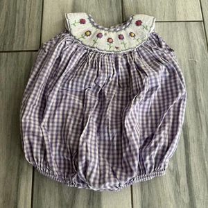 Girls Orient Expressed Smock Purple & White 1pc Bubble Romper Floral 18 Months - Picture 1 of 8