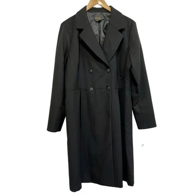 Vtg Deadstock Pendleton Double-Breasted Wool Long Coat Dress Black 18 Petite - Image 1 of 4
