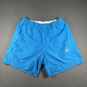 AFTCO Cargo Shorts Mens 42 Blue Nylon Lightweight Elastic Waist Fishing Pockets - Picture 1 of 16