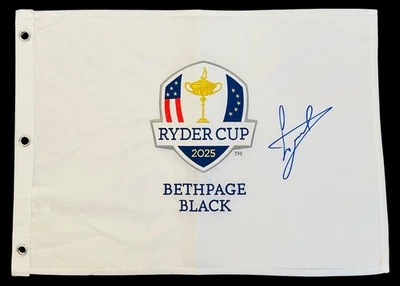 Bandera firmada por Luke Donald 2025 Ryder Cup Bethpage negra Europa autografiada + certificado de autenticidad Foto 1 de 4