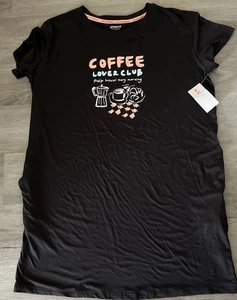 Neu mit Etikett Joyspun schwarz Kaffeeliebhaber Club/Tiger Nachthemd S/M Schlafshirt-Sie wählen - Bild 1 von 4