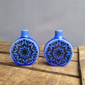 Extremadamente Raro Hornsea Blue Cruet Set Sal y Pimienta Redondo por John Clappison - Imagen 1 de 19