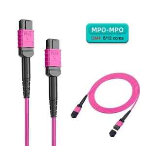 MPO to MPO OM4 Fiber Optic Patch Cord 8/12 Core Type B Female 100G Jumper Cable - Picture 1 of 11