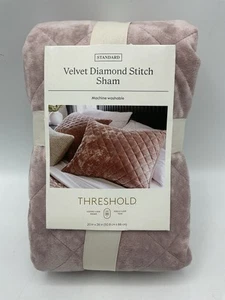 Threshold Stitch Velvet Diamond Sham Standard Mauve - Picture 1 of 6