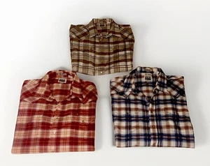 3 Ely Cattleman Hombre Alto 18x35 Azul Tostado Rojo Cuadros Manga Larga Perla Snap Vaquero - Imagen 1 de 17