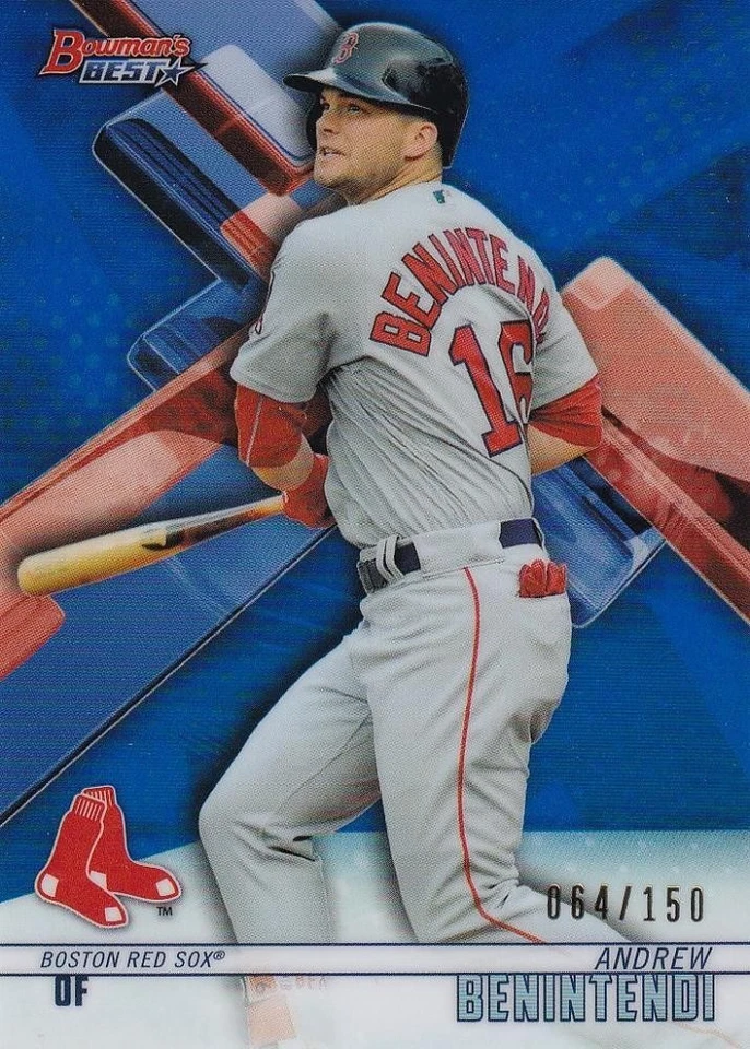 2018 Bowman S Best Boston Red Sox Andrew Benintendi Base Blue Refractors 064/150 - Image 1 of 2