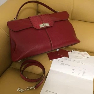 Authentic Cartier Classic Line 2way Shoulder Bag Handbag Deep Red Leather - Picture 1 of 24