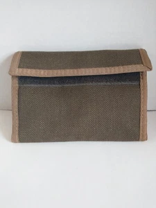 Vintage Canvas/Nylon Geldbörse mit Doppelfaltung California. Olivgrün Hellbraun Borte USA - Bild 1 von 7