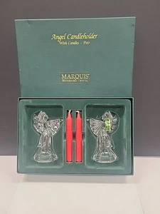 New Marquis WATERFORD Crystal 2 Angels Candle Holder With Candles - Germany - Picture 1 of 9