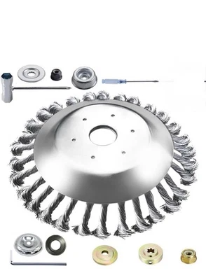 Cepillo para malezas de rueda de alambre de acero, cabezal de cepillo para malezas de disco, cepillo para malezas y musgo Foto 1 de 4