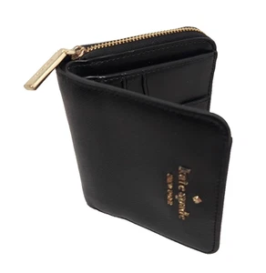 Kate Spade schwarz Leder Staci Saffiano umlaufender Reißverschluss Geldbörse Münzbörse Karten Scheine - Bild 1 von 14