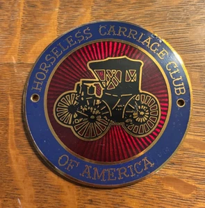 Vintage Horseless Carriage Club Of America Grill Plaque Badge 3 1/2" - Picture 1 of 3
