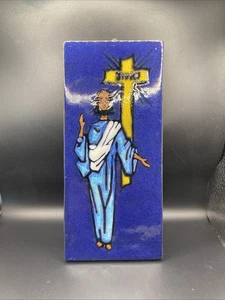 AZULEJO ARTE RELIGIOSO CRUCIFIJO alemán vintage numerado limitado 1/784 hecho a mano - Imagen 1 de 6