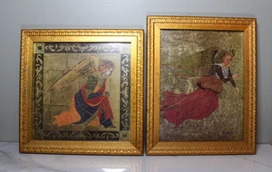 Vintage Kay Jackson Gold Engel gerahmte Kunstdrucke 2er Set - Bild 1 von 11