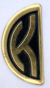 NOS MINT Antique Deco Initial "K" Left Side Yellow Gold Tone Letter Black Enamel - Picture 1 of 2