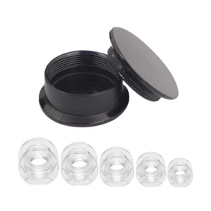 2 Pair Black Clear Acrylic Screw Fit Ear Plug Flesh Tunnel Flared Gauge Expander - Picture 1 of 8