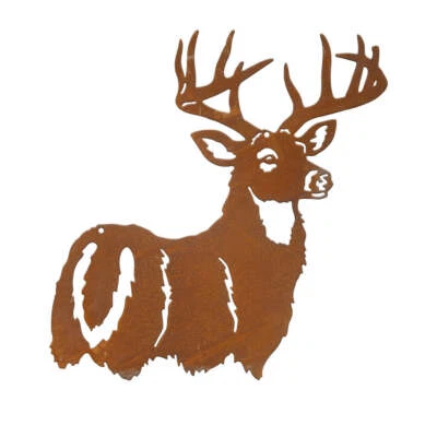 Gartendeko Wand-Dekoration Hirsch Hirschkopf zum Hängen Rost 47cm x 60cm - Bild 1 von 3