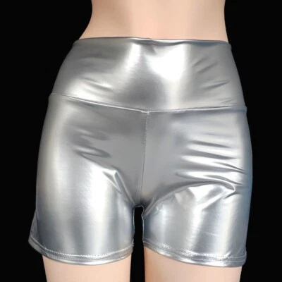 Ladies Shiny Faux Patent Leather Shorts Hot Pants Slim Mini Trousers Fashion New - Image 1 of 4