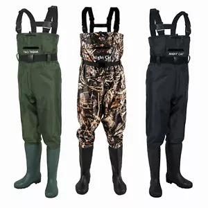 Night Cat PVC Chest Waders size 7 8 9 10 11 12 13 Carp Fly Coarse Fishing Tackle - Picture 1 of 17