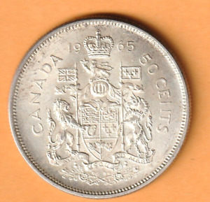 Canadian  80% Silver 50 cent half dollar, 1965, QEII
