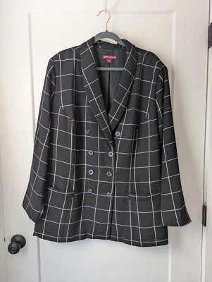 Blazer Jessica London para mujer talla 26 negro blanco a cuadros profesional Foto 1 de 4