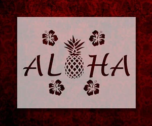 Aloha Ananas Schablone Hawaii Blumen Hibiskus 11 x 8,5 cm (850) - Bild 1 von 1