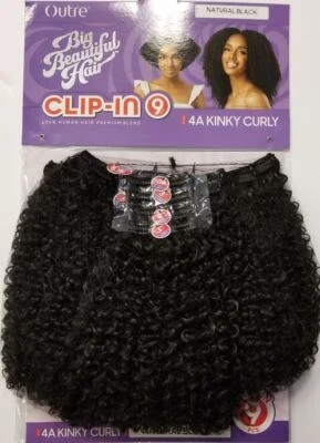 Outre Big Hermoso Cabello Humano Mezcla Premium CLIP-IN 9 PIEZAS 4A RIZADO RIZADO Foto 1 de 3