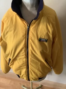 Vintage L.L. Bean Mens YELLOW Full Zip Fleece Lined Warm Up Jacket Size L - Picture 1 of 8