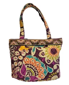 Vera Bradley Retired Tote Bag Zippered Plum Crazy Multicolor - Picture 1 of 11