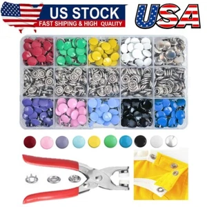 800PCS Metal Snaps Buttons with Fastener Pliers Press Tool Kit Perfect for DIY - Picture 1 of 7