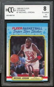 1988-89 Fleer Stickers #7 Michael Jordan Card BGS BCCG 8 Excellent+ - Picture 1 of 2