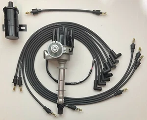 CHEVY 327 350 BLACK SMALL FEMALE CAP HEI Distributor +Coil + Wires under Exhaust - Picture 1 of 20