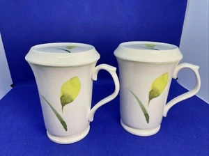 Easy Life Hankook 1595 Lidded Coasters Coffee Tea Cups Mugs Bone China Lot 2 - Picture 1 of 6